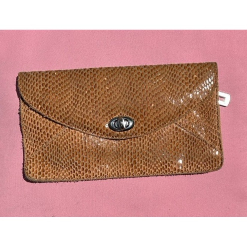 SORIAL New York Snakeskin‎ Embossed Leather Clutch Envelope Bag Purse